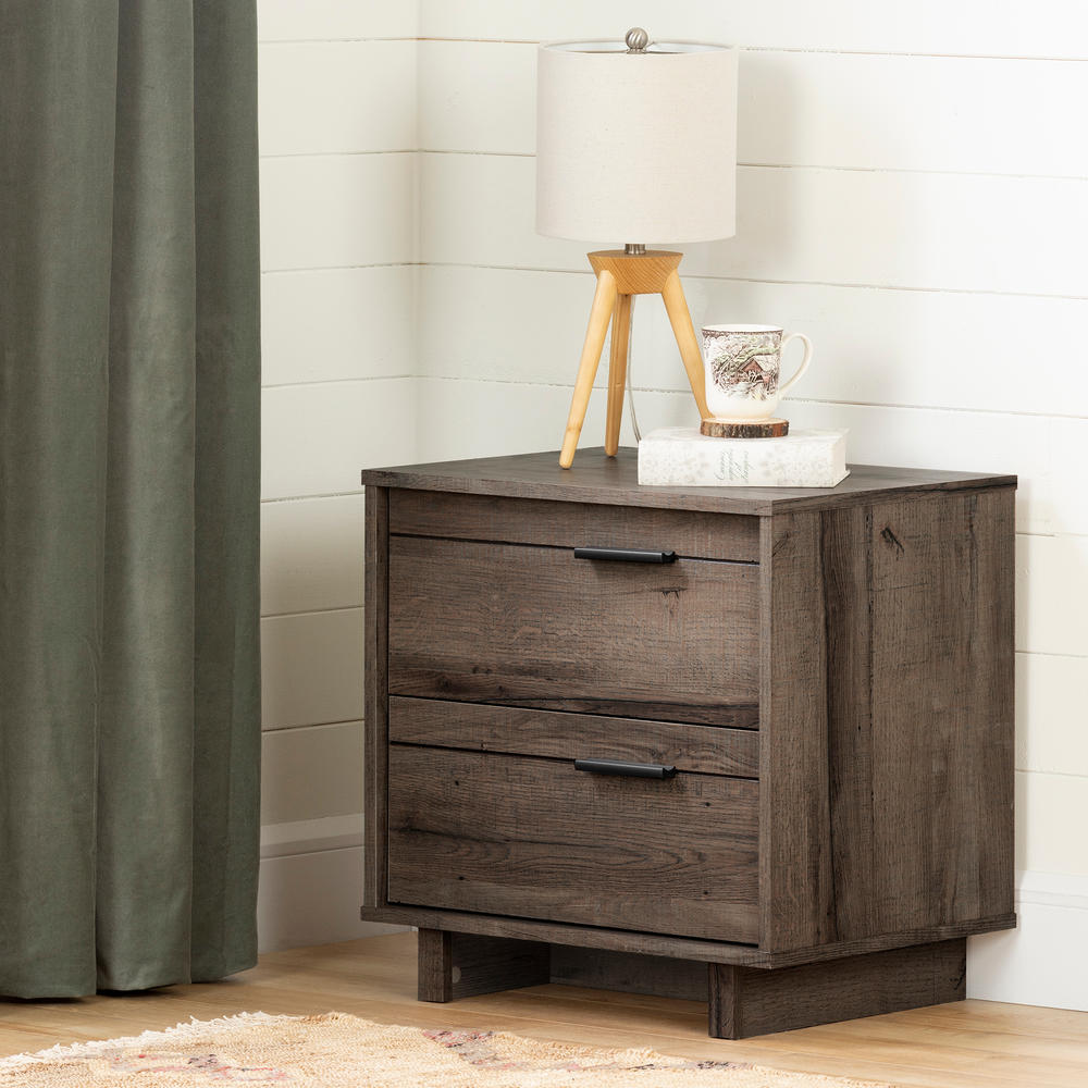 South Shore Fynn 2-Drawer Nightstand - End Table with Storage- Fall Oak