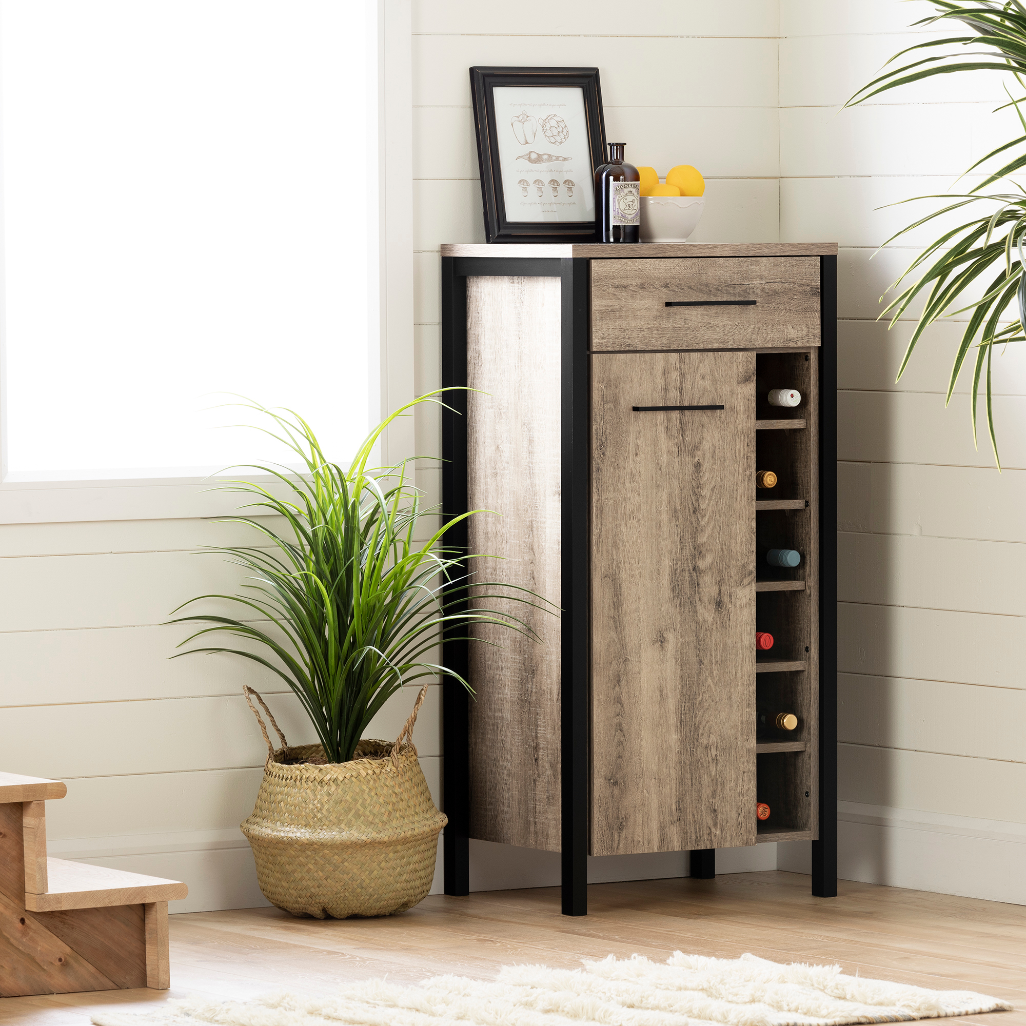 Other Black Swing Open Bar With Locking Liquor Cabinet