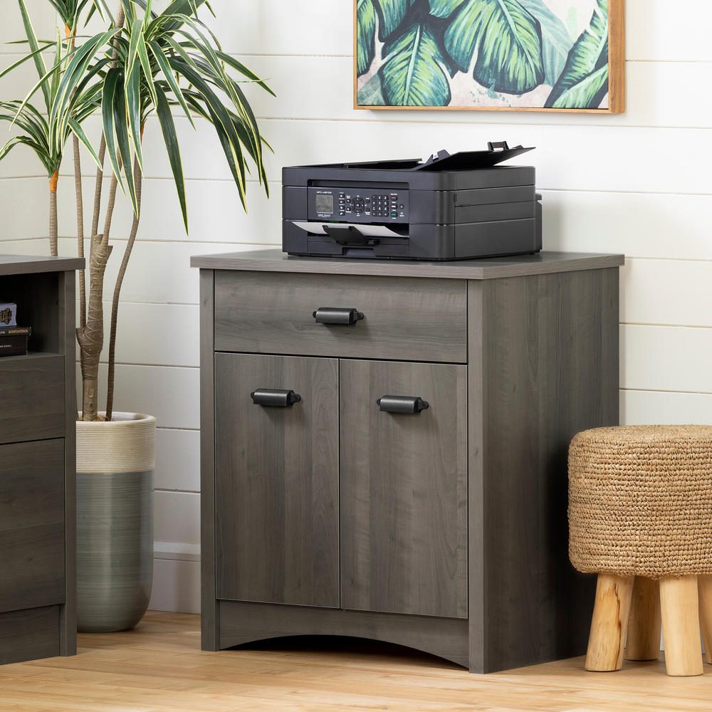 South Shore Gascony Printer Cabinet with Drawer- Gray Maple