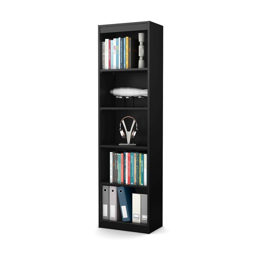 South Shore Axess 5-Shelf Narrow Bookcase, Pure Black