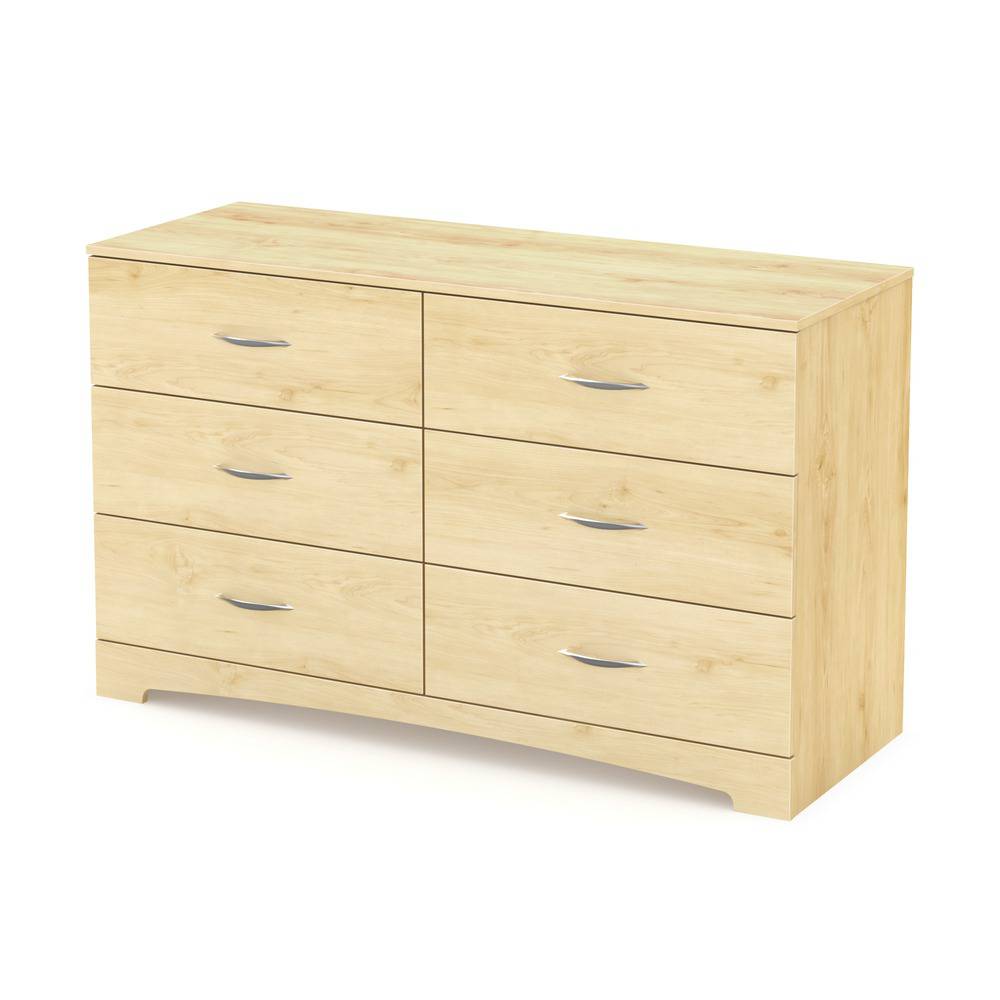 South Shore Step One 6 Drawer Double Dresser Natural Maple