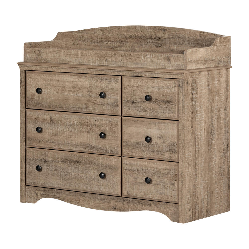 South Shore Angel Changing Table/Dresser with 6 Drawers- Weathered Oak