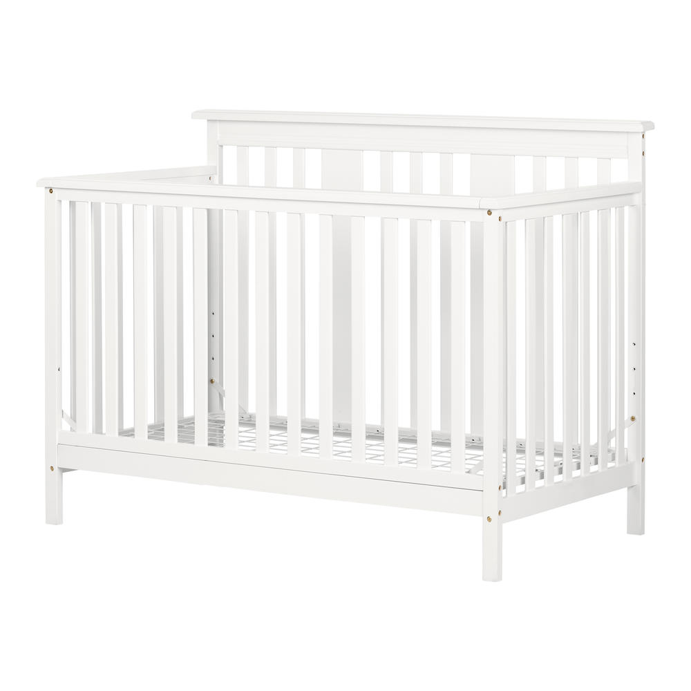 South Shore Cotton Candy Modern Baby Crib - 4 Heights with Toddler Rail- Pure White