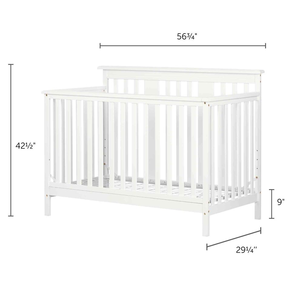 South Shore Cotton Candy Modern Baby Crib - 4 Heights with Toddler Rail- Pure White