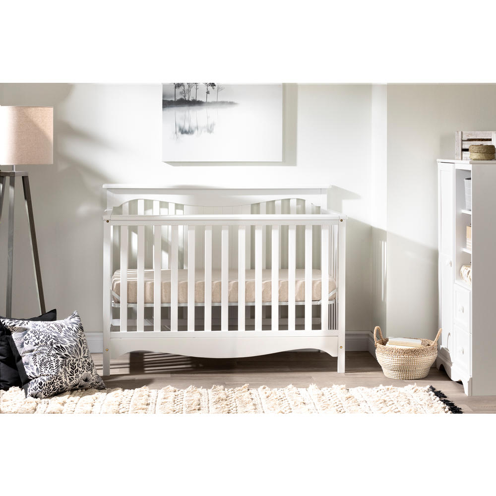 South Shore Savannah Baby Crib - 4 Heights with Toddler Rail- Pure White