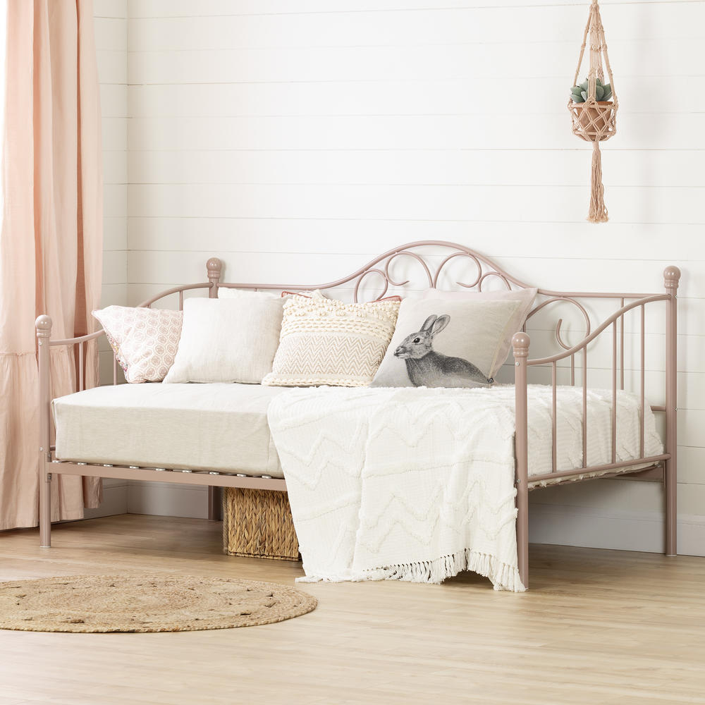 South Shore Lily Rose Metal Daybed with Metal Slats- Pink Blush