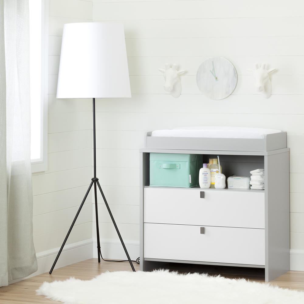South Shore Cookie Changing Table/Dresser, Soft Gray and Pure White
