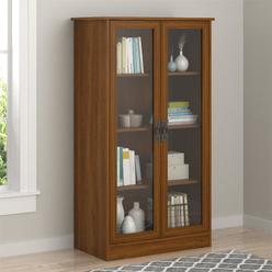 Dorel Home Furnishings Ameriwood Home Quinton Point Bookcase with Glass Doors, Inspire Cherry