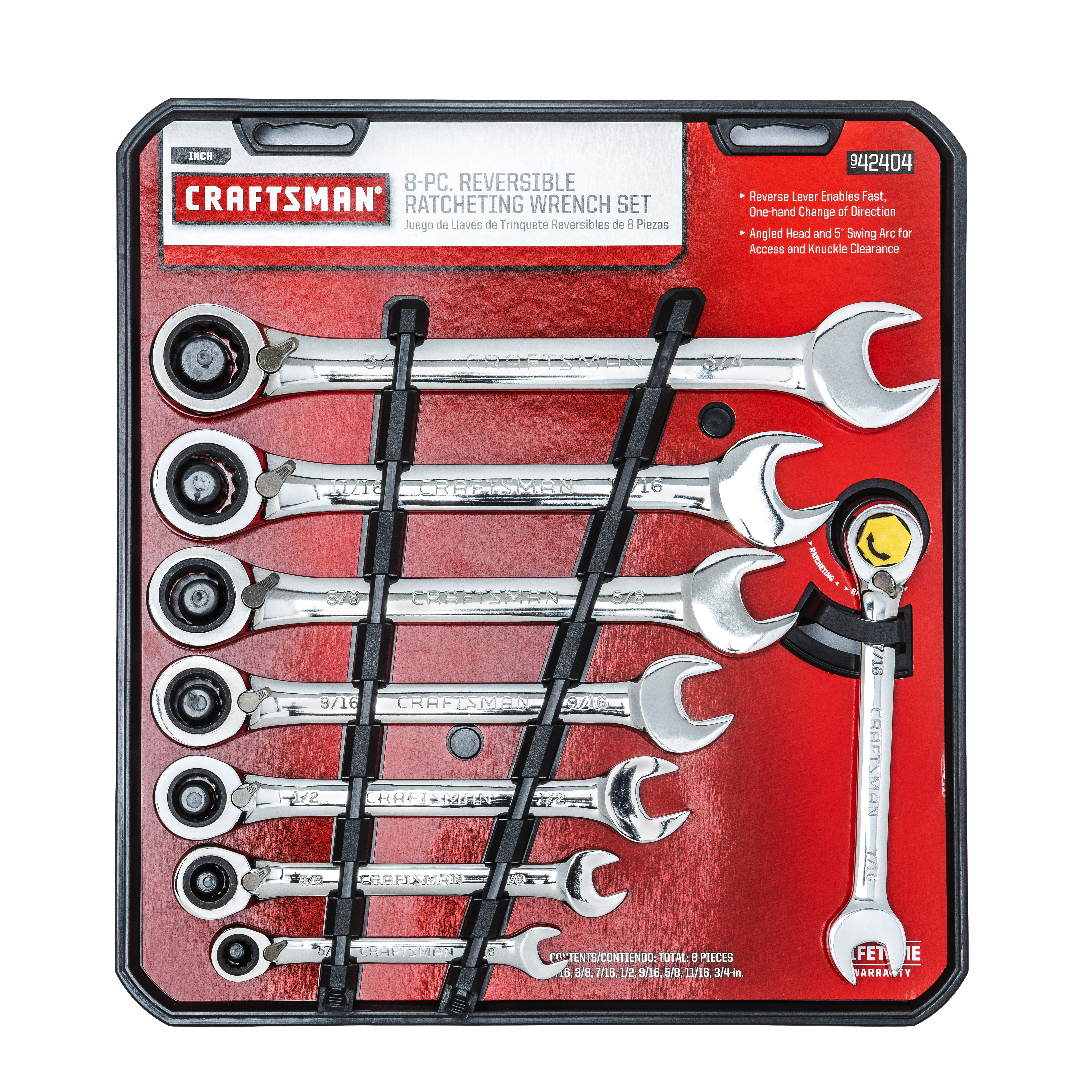 Craftsman 8 pc. Reversible Ratcheting Combination Wrench Set Inch