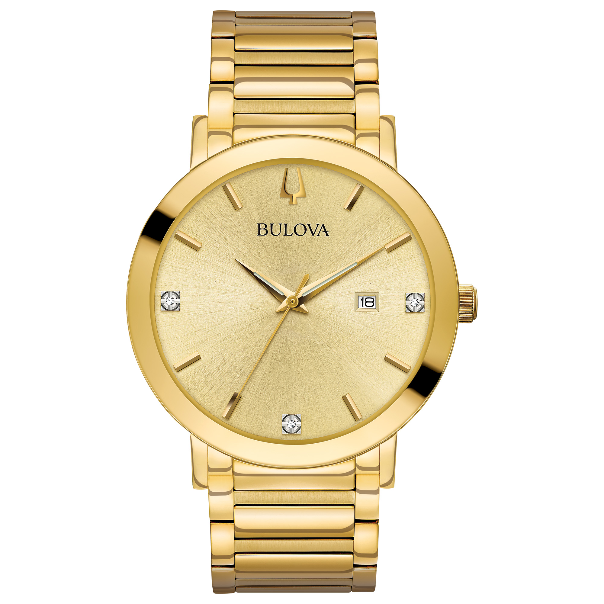 Bulova Men's Gold Tone Stainless Steel Diamond Dial Watch