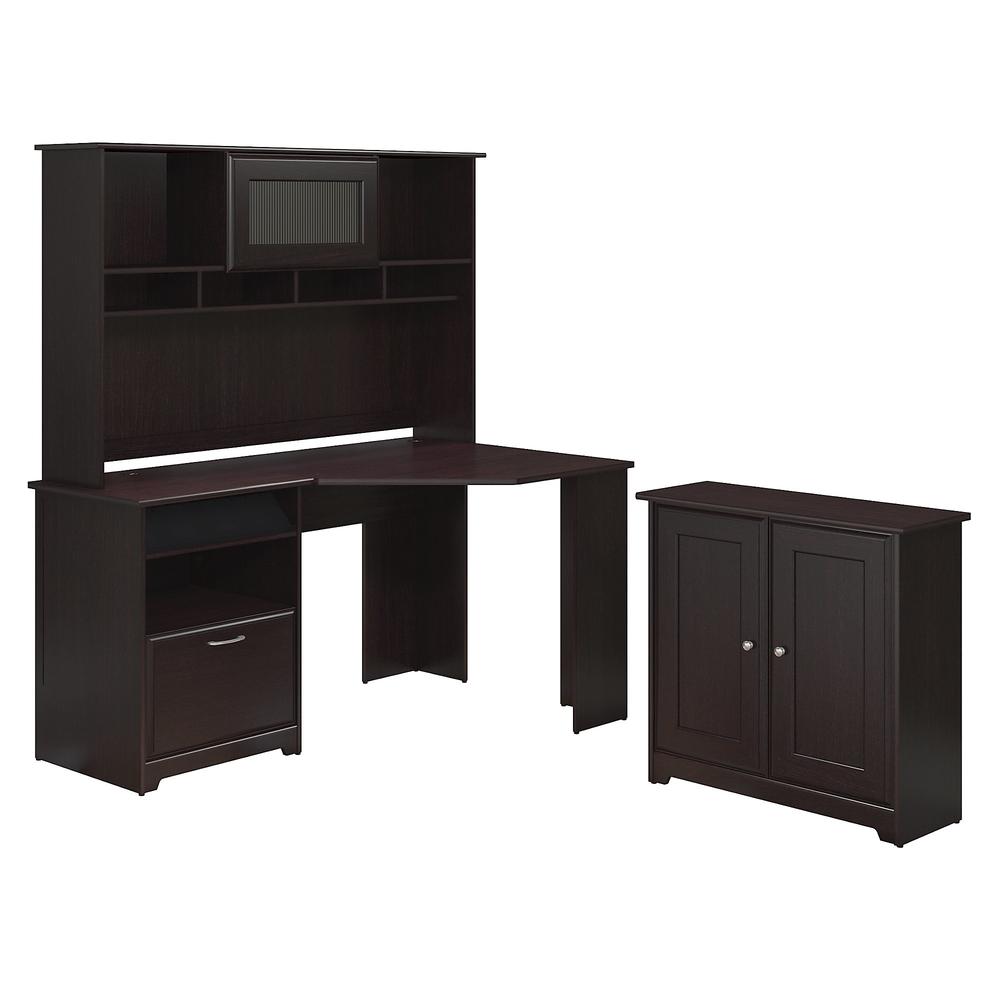 Bush Furniture Cabot Collection 60W Corner Desk, Hutch, and 2 Door Low Storage