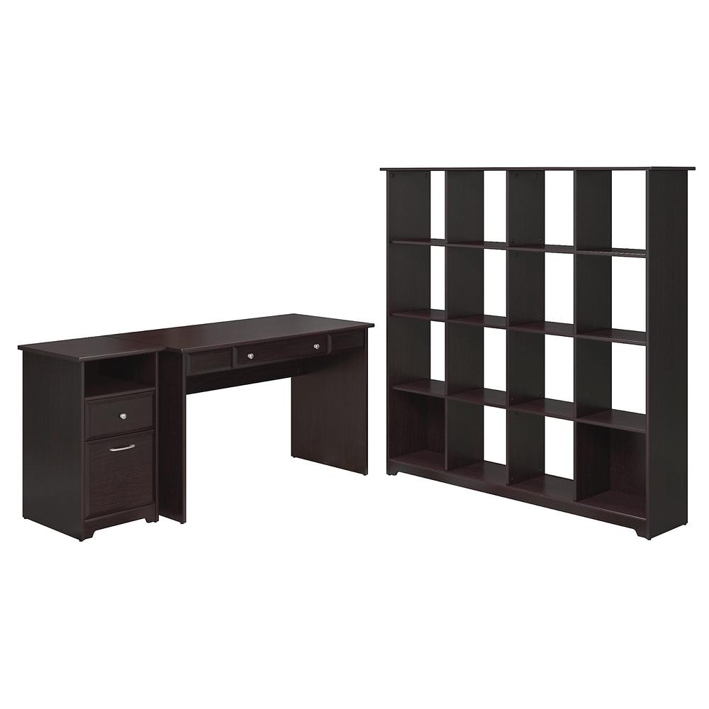 Bush Furniture Cabot Collection 48W Writing Desk with 16 Cube Bookcase, 2 Drawer Filing Cabinet