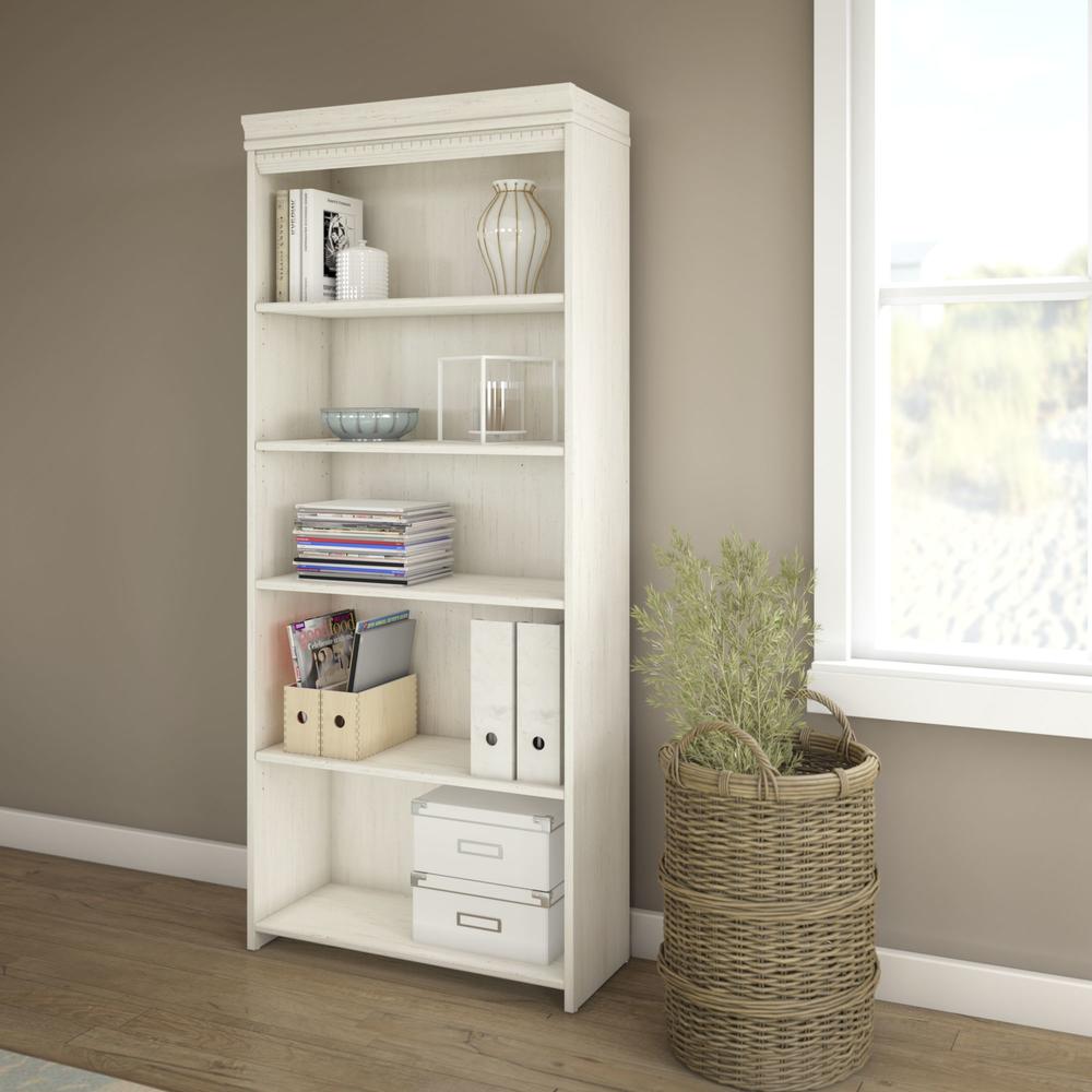 Bush Furniture Fairview Collection 5 Shelf Bookcase in Antique White