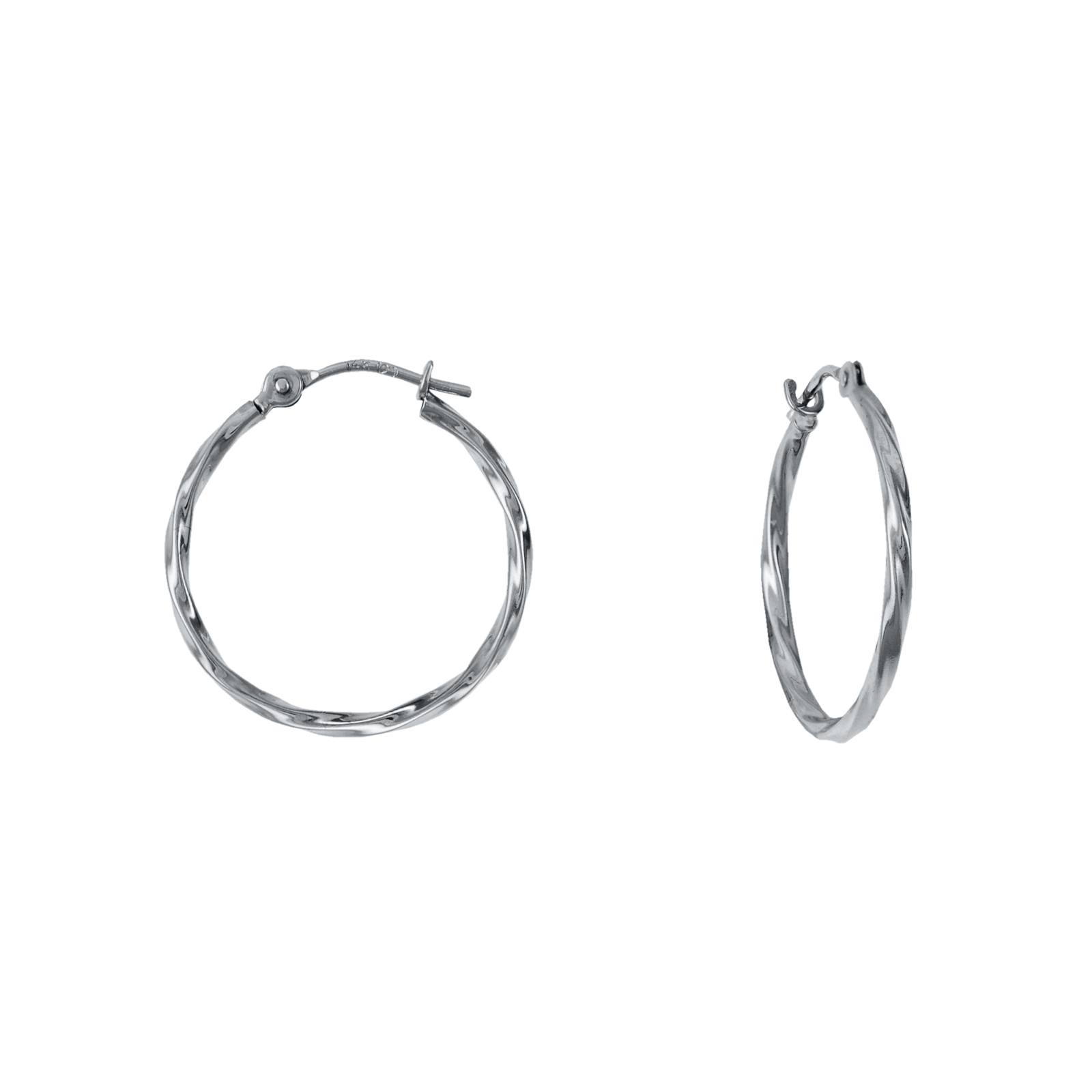 White Gold Twist Hoop Earrings, Yellow White Gold Twist Hoop Earrings, Yellow