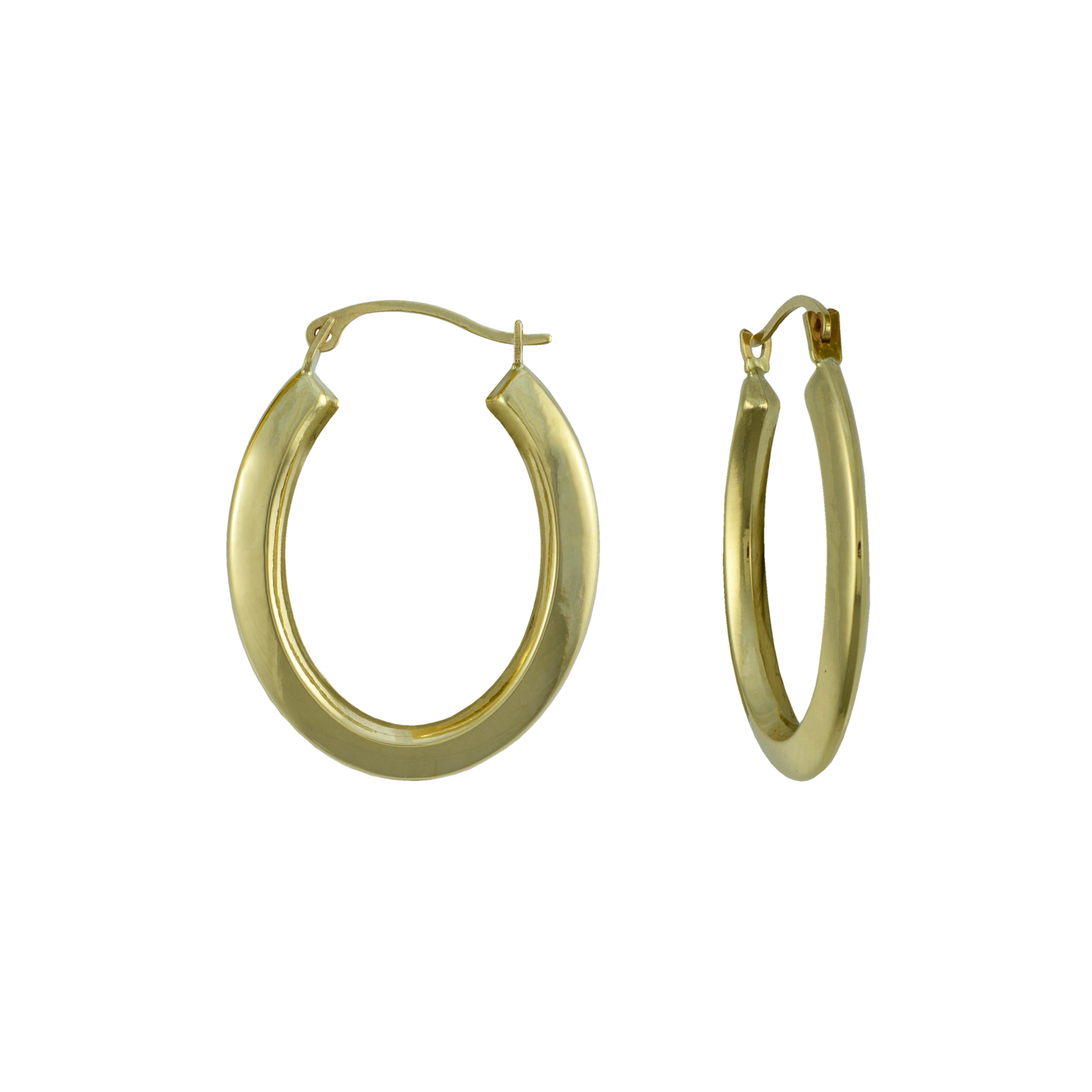 Gold Oval Hoop Earrings, Yellow Gold Oval Hoop Earrings, Yellow