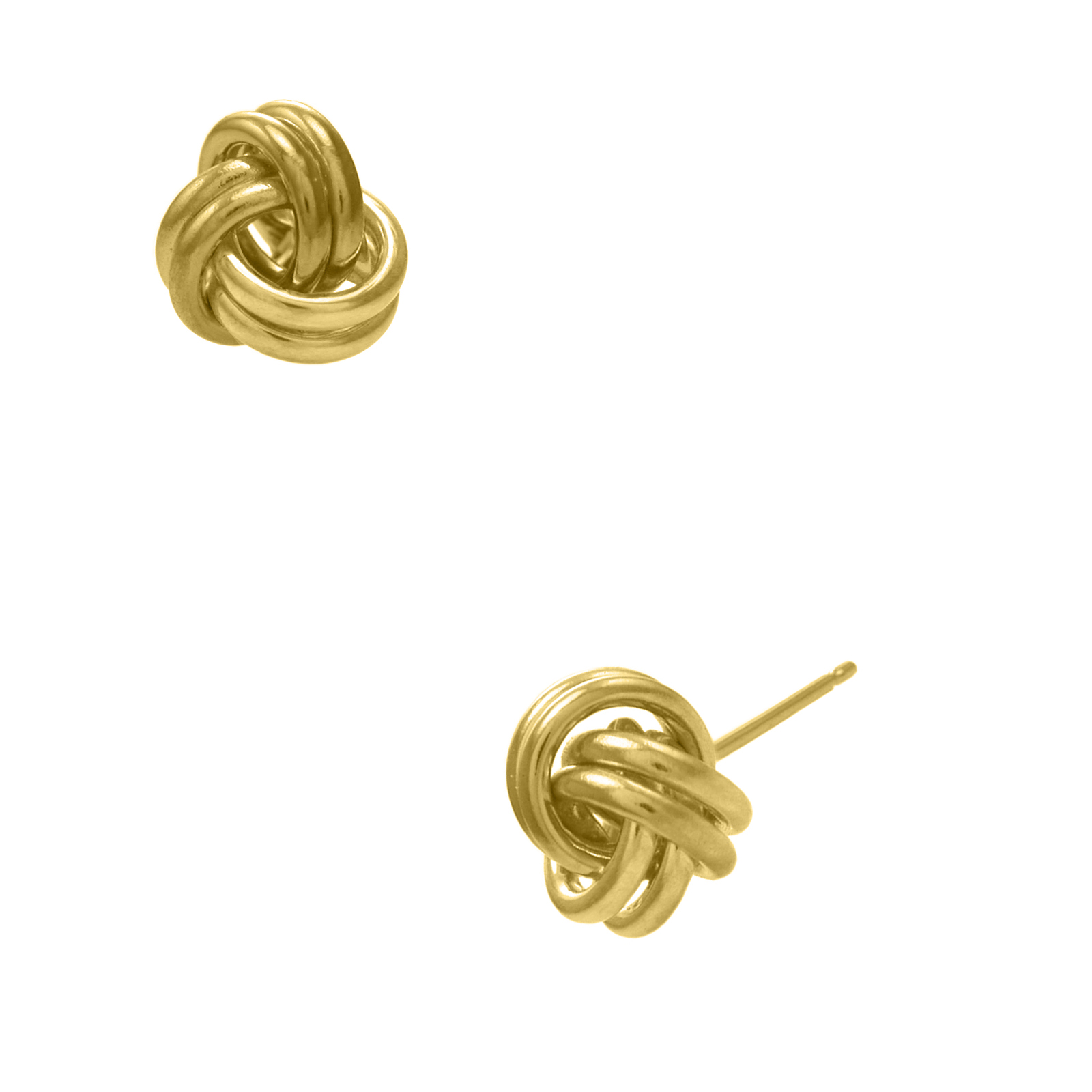 Gold Polish Love Knot Earrings, Yellow Gold Polish Love Knot Earrings, Yellow