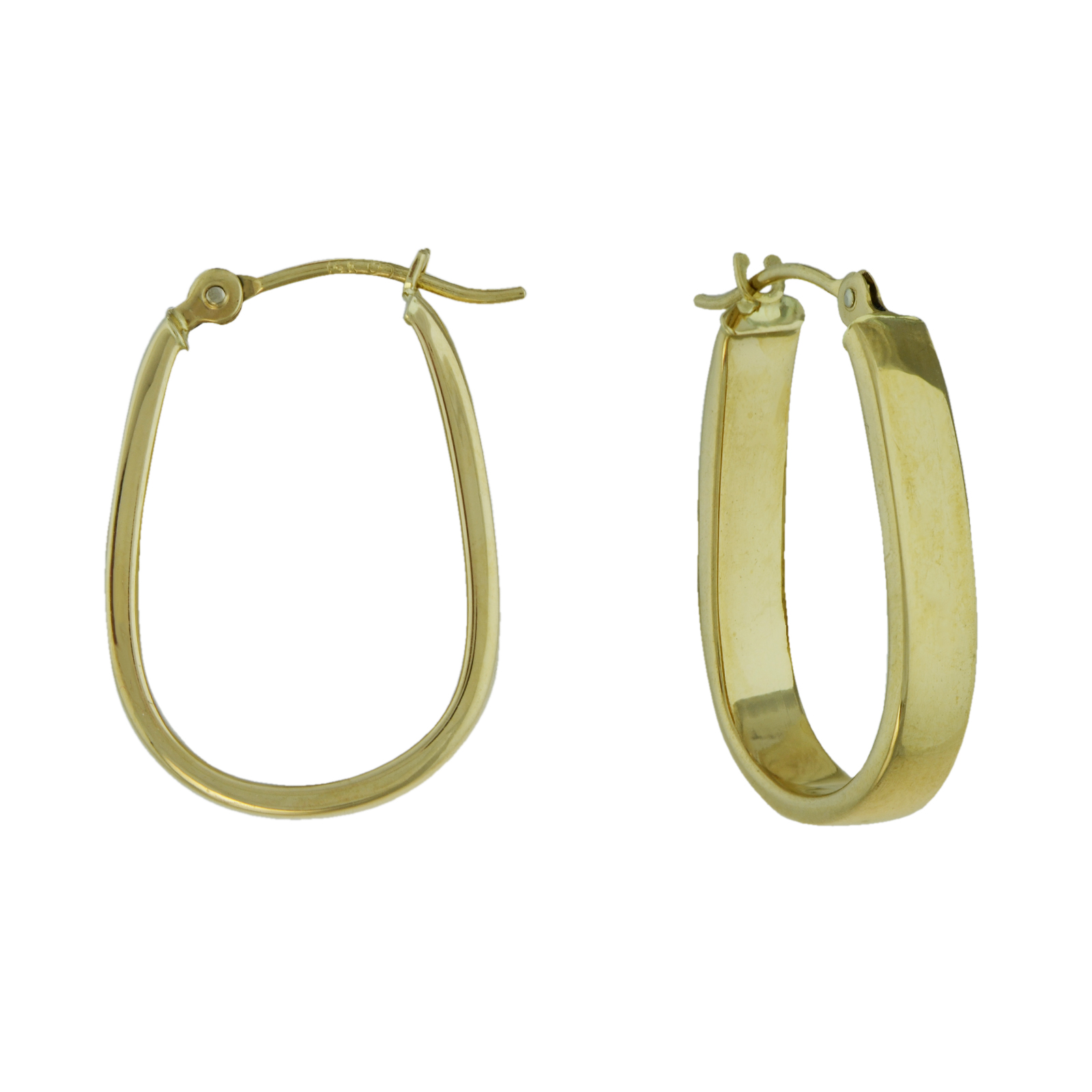 Gold Oval Rectangle Hoop Earrings, Yellow Gold Oval Rectangle Hoop Earrings, Yellow
