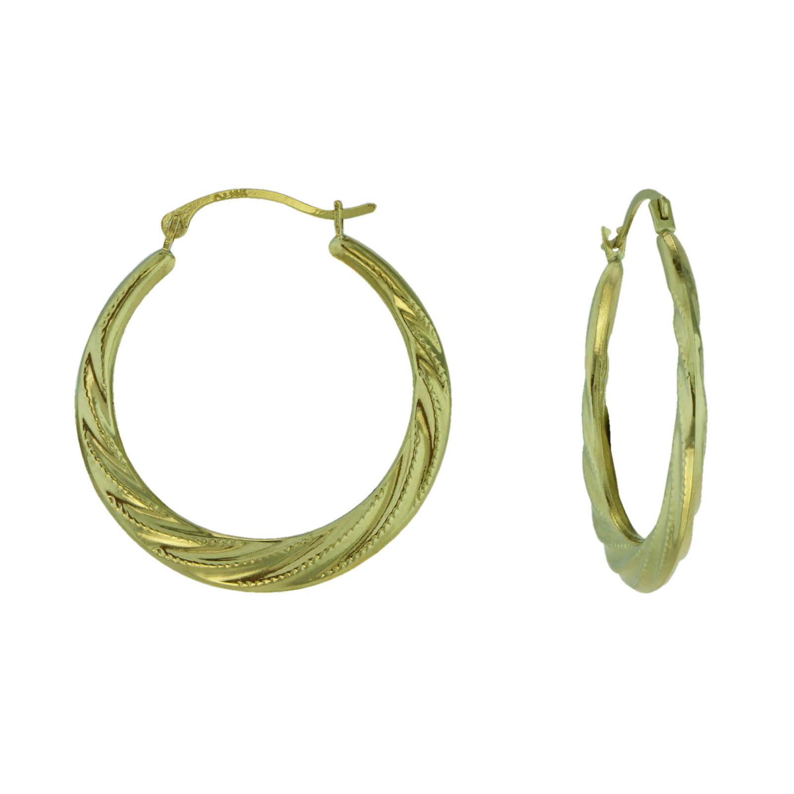 14K Yellow Gold Swirl Hoop Earrings 14K Yellow Gold Swirl Hoop Earrings