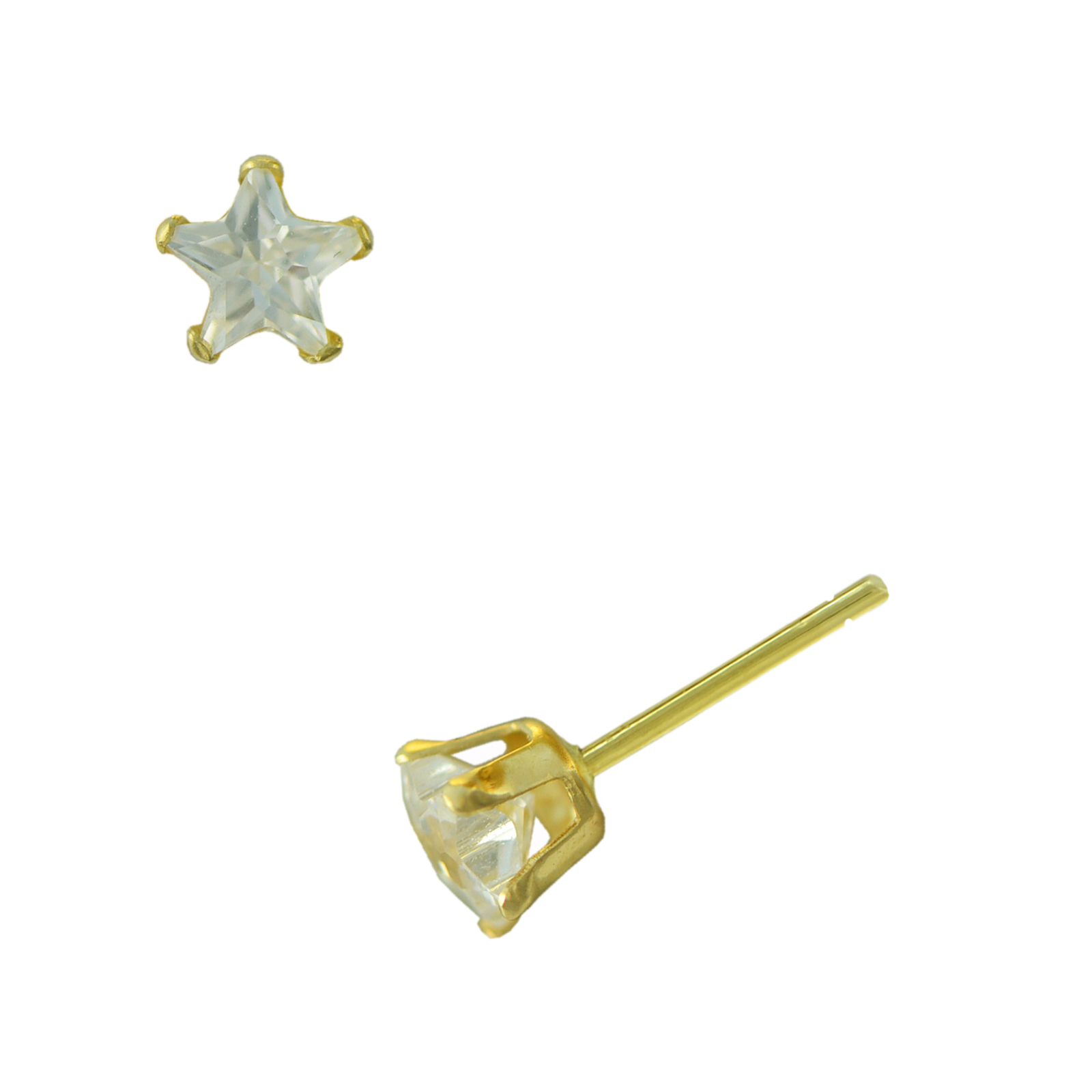14K Yellow Gold Cubic Zirconia Star Earrings 14K Yellow Gold Cubic Zirconia Star Earrings