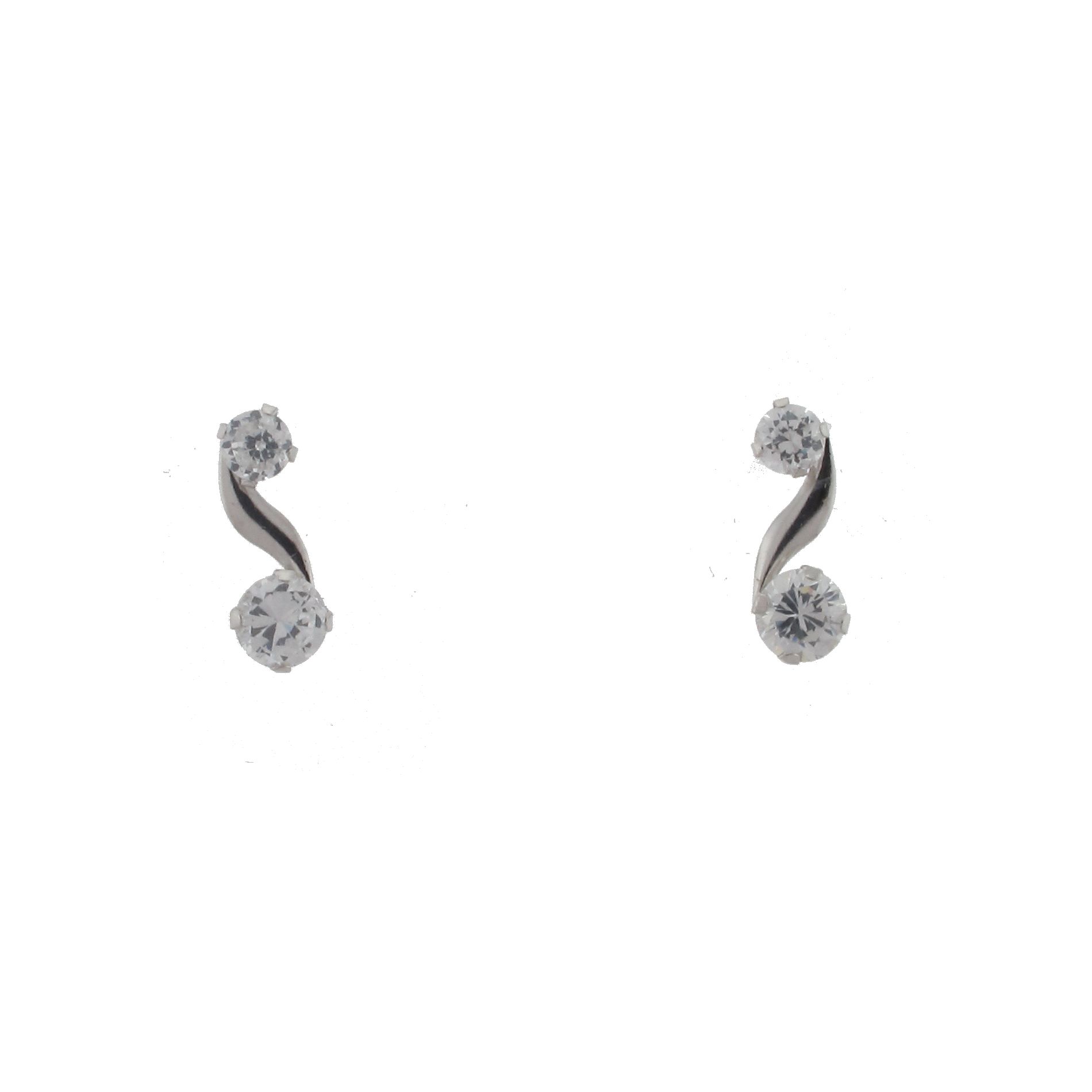 10kt White Gold Cubic Zirconia Swirl Earring, Clear 10kt White Gold Cubic Zirconia Swirl Earring, Clear