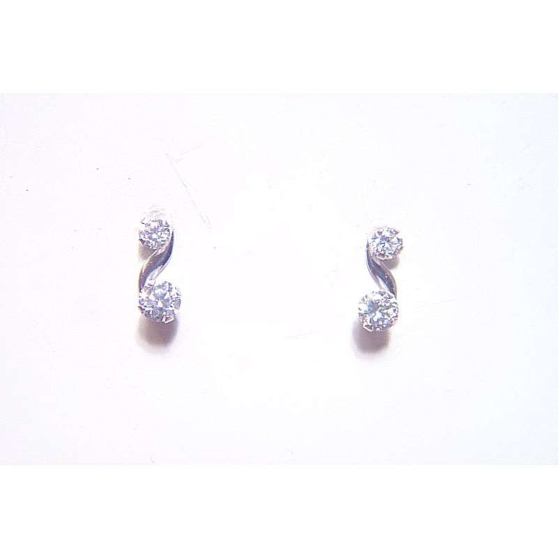 10kt Cubic Zirconia Swirl Ear Studs, Clear 10kt Cubic Zirconia Swirl Ear Studs, Clear