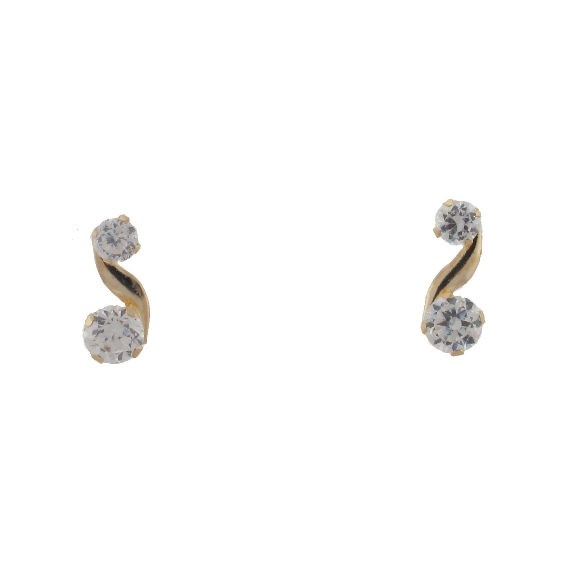 10kt Yellow Gold Cubic Zirconia Swirl Earrings, Clear 10kt Yellow Gold Cubic Zirconia Swirl Earrings, Clear