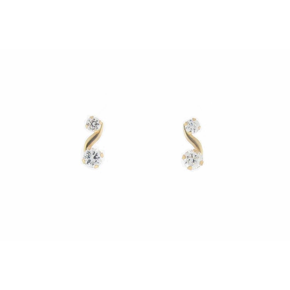 10kt Cubic Zirconia Swirl Ear Studs, Clear 10kt Cubic Zirconia Swirl Ear Studs, Clear