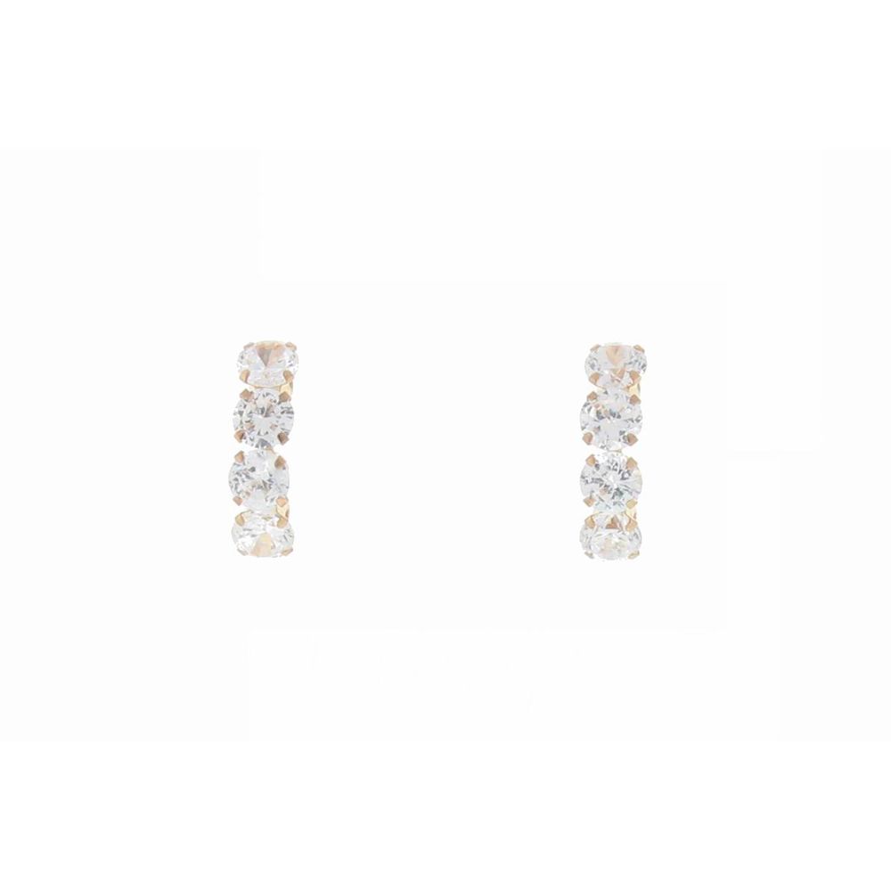 10kt Cubic Zirconia Curved Ear Studs, Clear 10kt Cubic Zirconia Curved Ear Studs, Clear