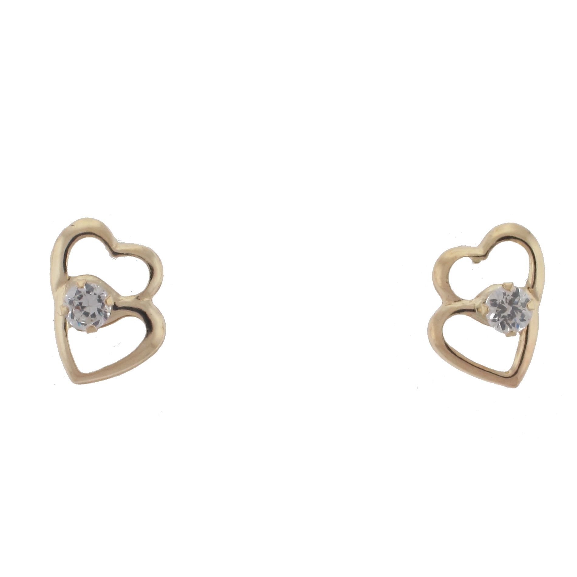 10kt Cubic Zirconia Double Heart Earrings