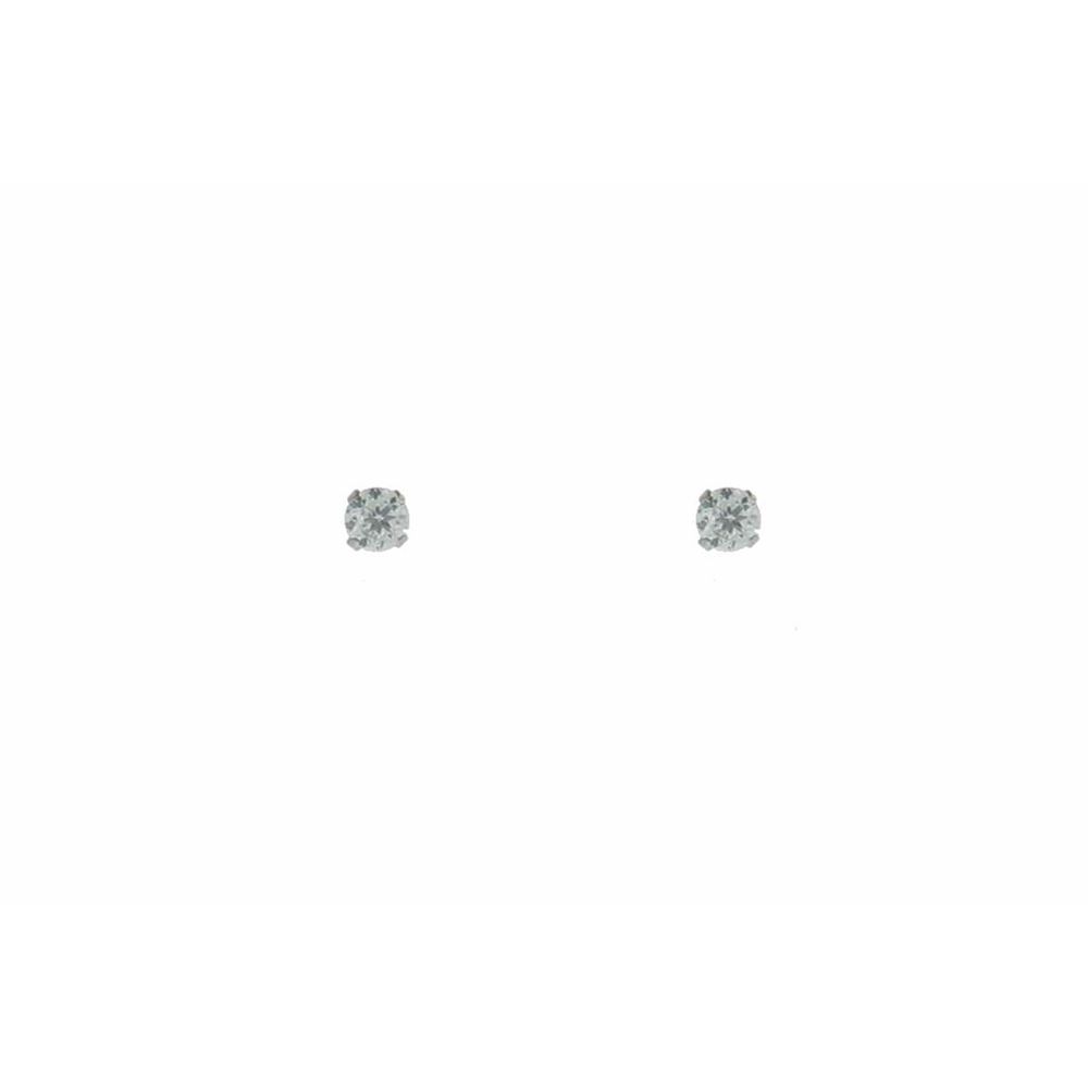 10kt Cubic Zirconia Round Ear Studs, Clear 10kt Cubic Zirconia Round Ear Studs, Clear