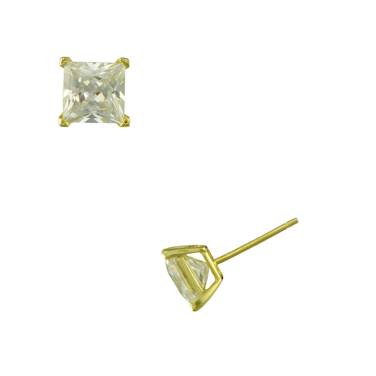 14K Yellow Gold 5x5 Square White Cubic Zirconia Earrings 14K Yellow Gold 5x5 Square White Cubic Zirconia Earrings