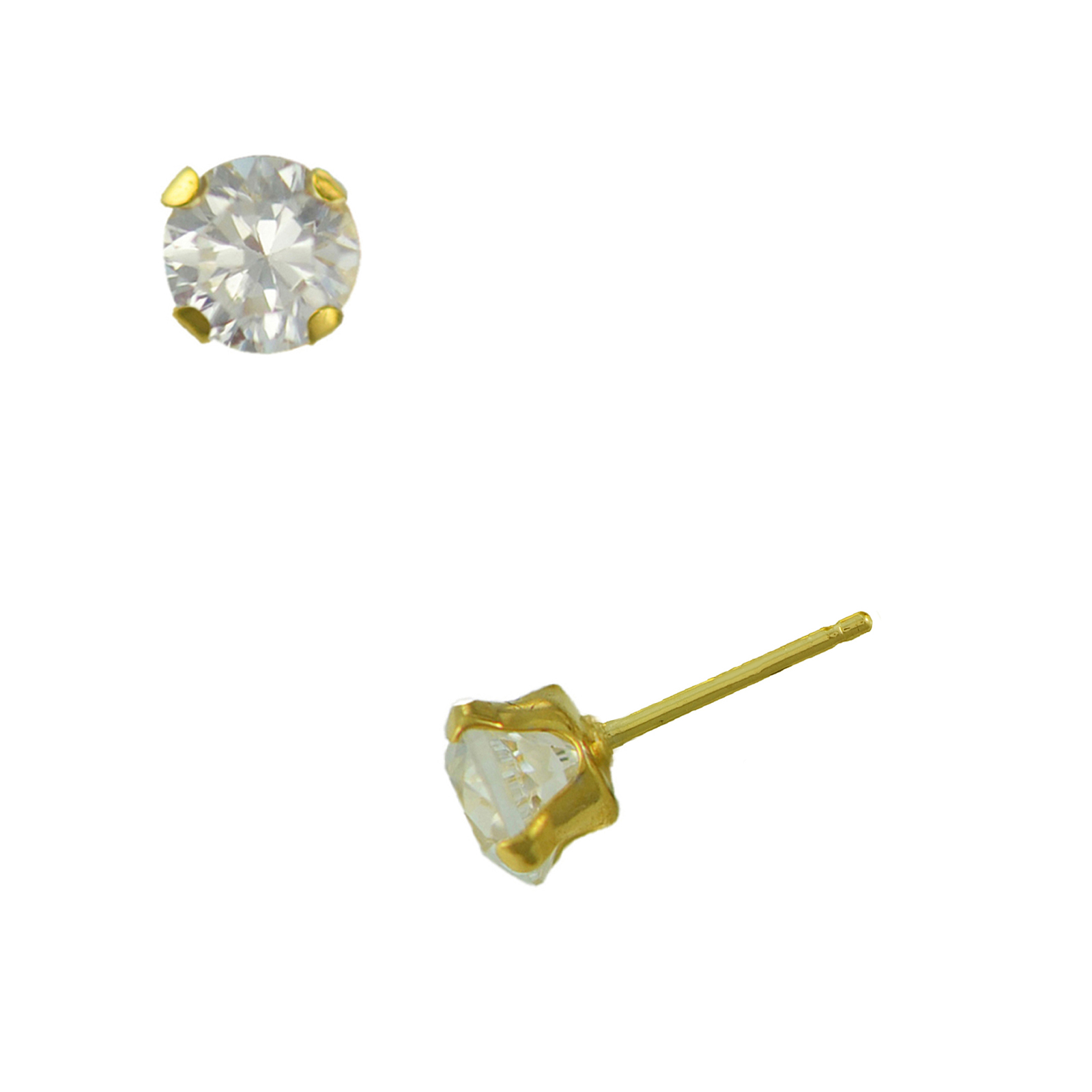 14K Yellow Gold 5MM Round White Cubic Zirconia Earrings 14K Yellow Gold 5MM Round White Cubic Zirconia Earrings