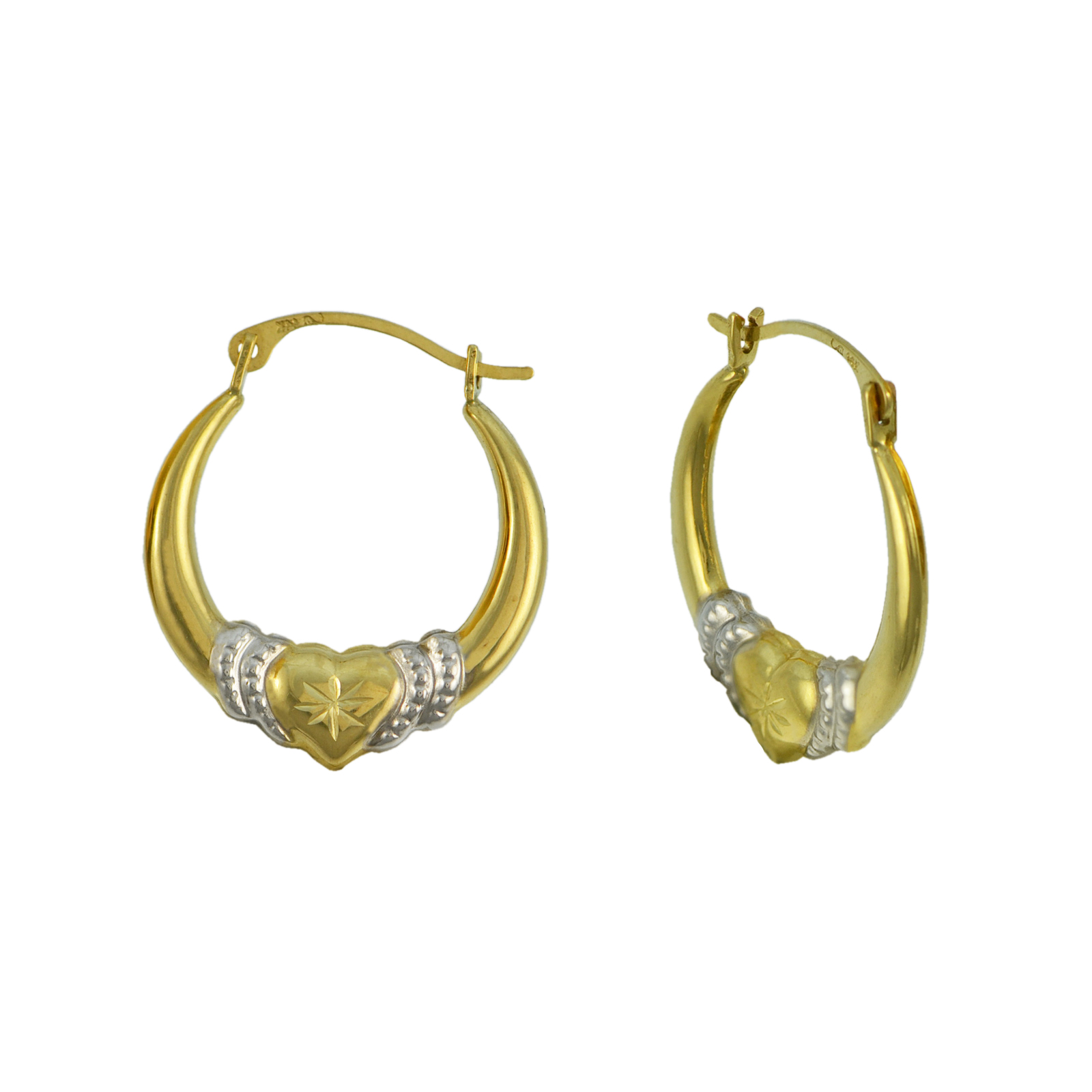 14K Two Tone Diamond Cut Hoop Earrings 14K Two Tone Diamond Cut Hoop Earrings