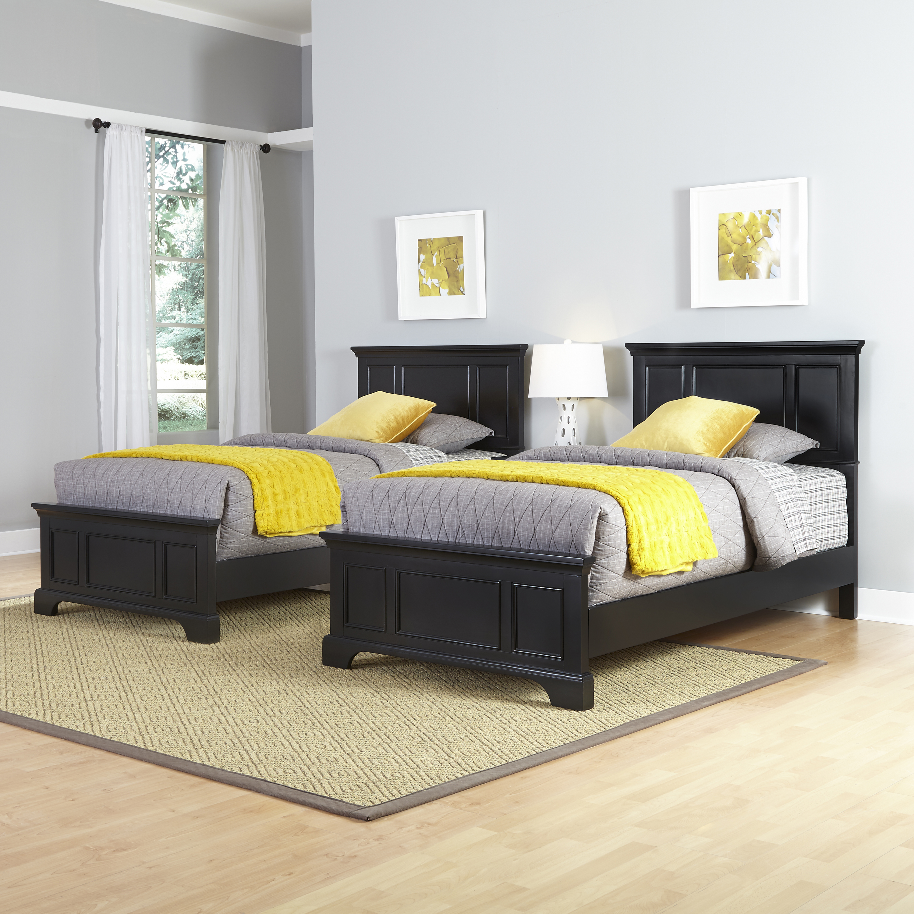 Home Styles Bedford Two Twin Beds and Night Stand