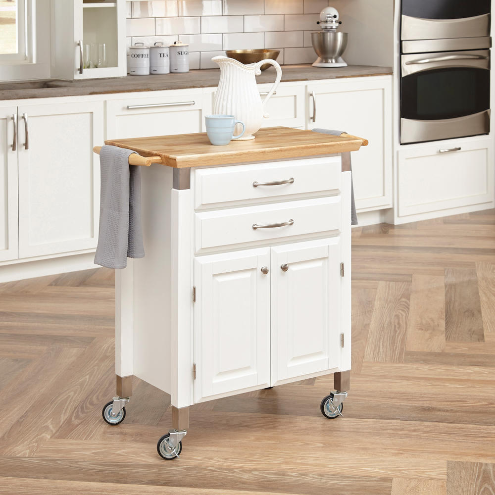 Dolly Madison 36"H x 31"W x 17-3/4"D Solid Wood Top Prep & Serve Kitchen Cart