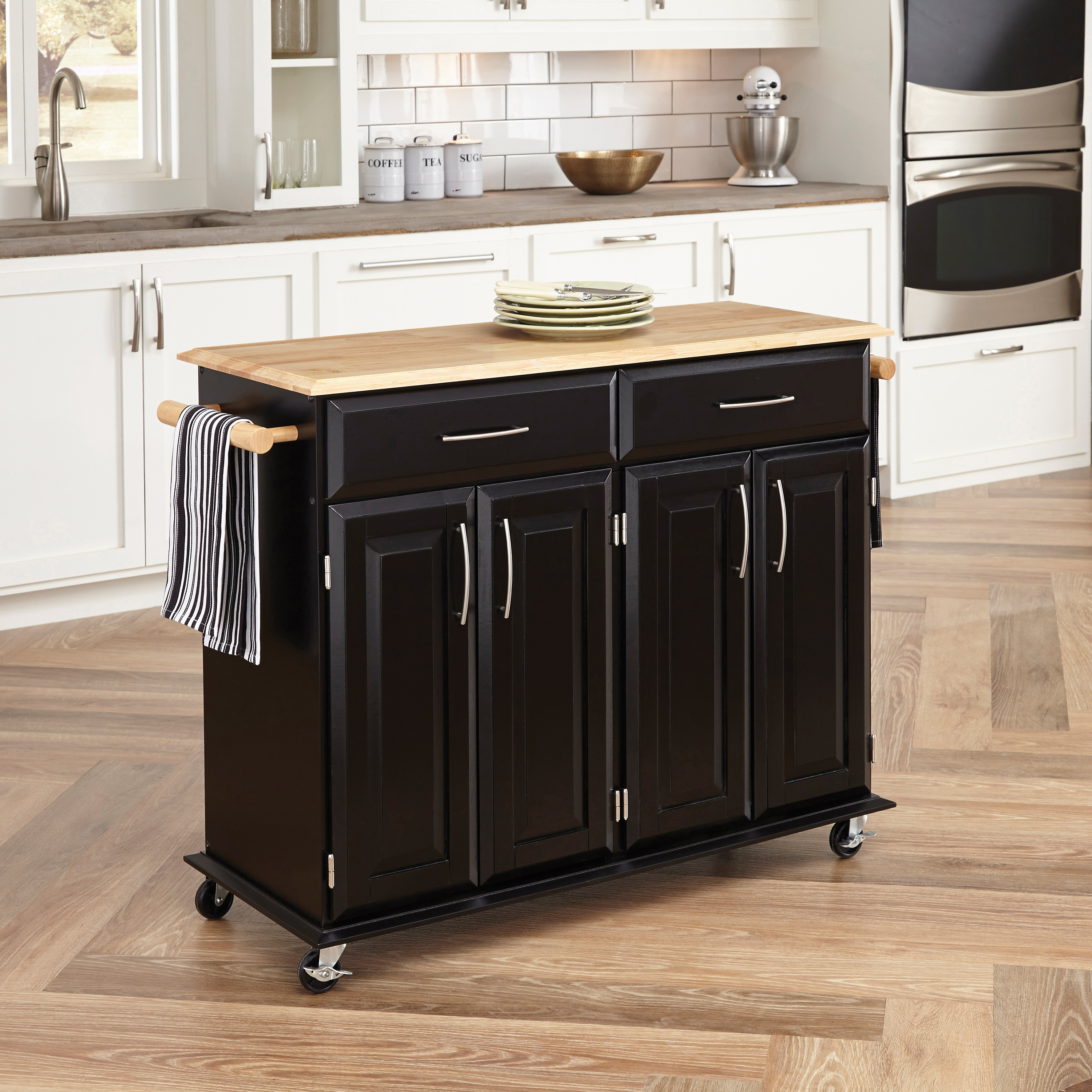 Dolly Madison 35-1/2"H x 48-1/4"W x 18-1/4"D Solid Wood Top Kitchen
