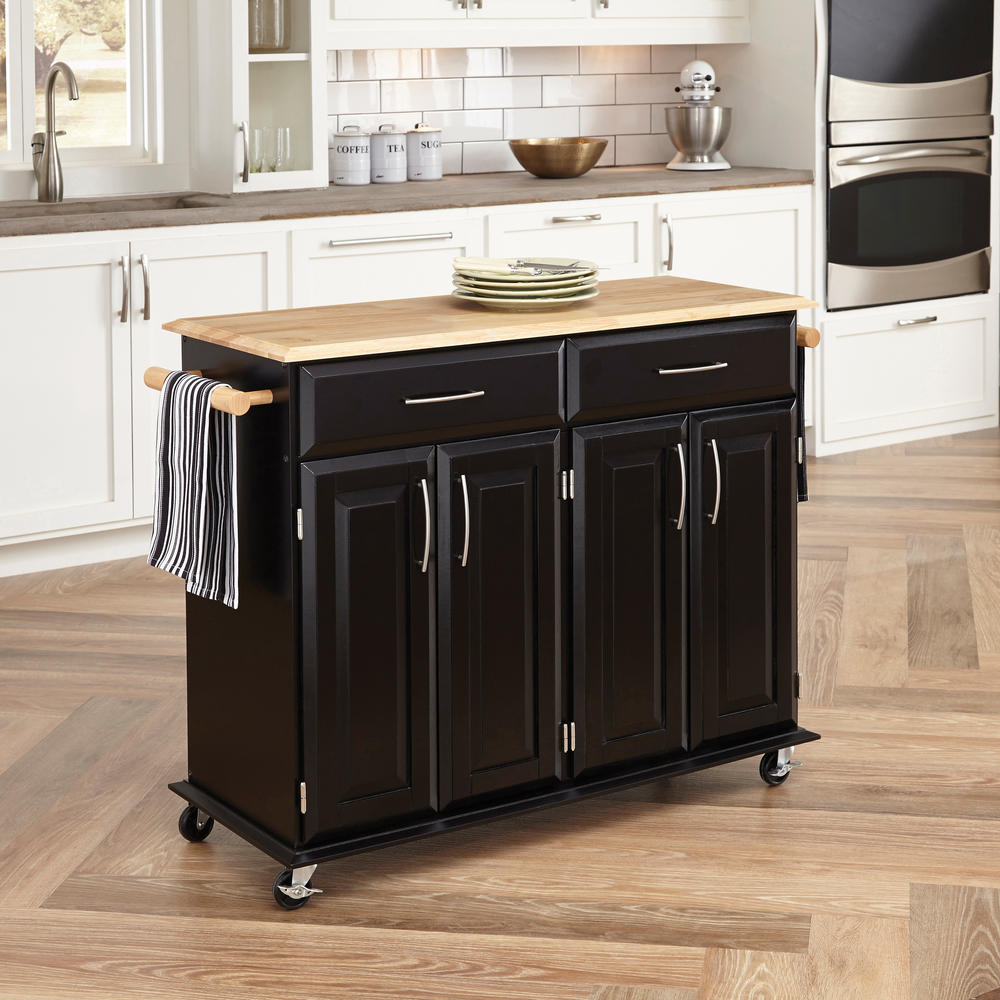 Dolly Madison 35-1/2"H x 48-1/4"W x 18-1/4"D Solid Wood Top Kitchen Island Cart