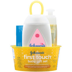 Johnson & Johnson Johnson's Baby Johnson's First Touch Baby Gift Set, Baby Bath, Skin, and Hair Essential Products for New Parents, Hypoallergenic &