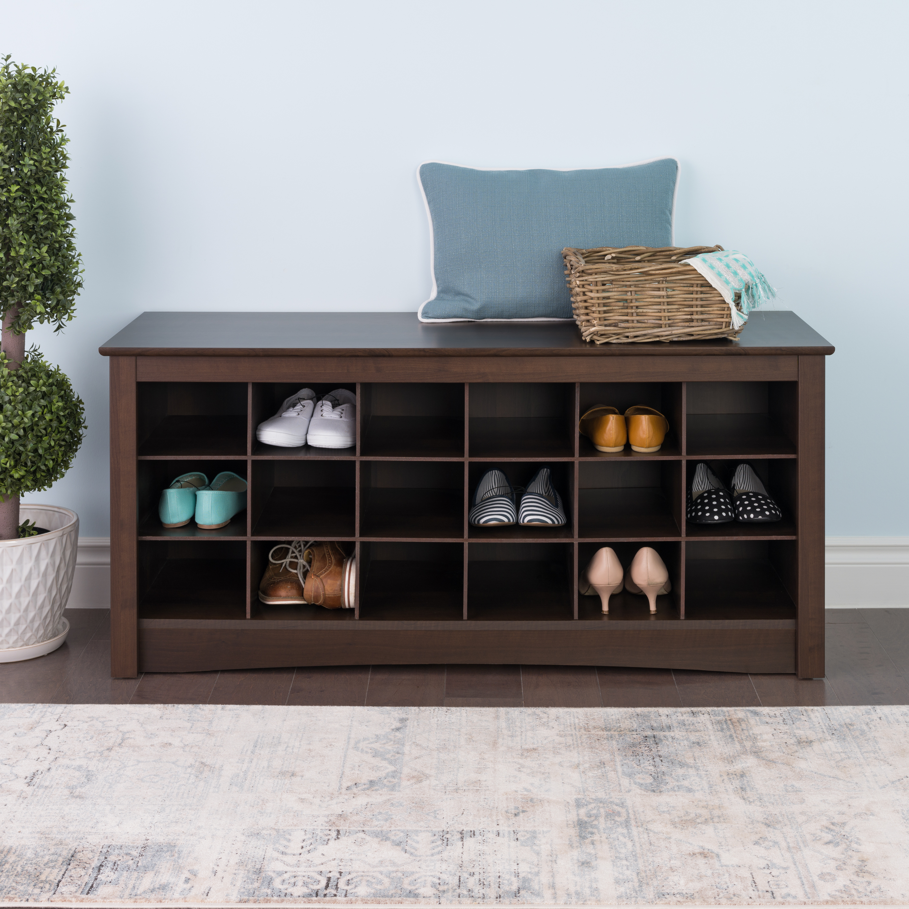 Prepac Espresso Shoe Cubbie Bench