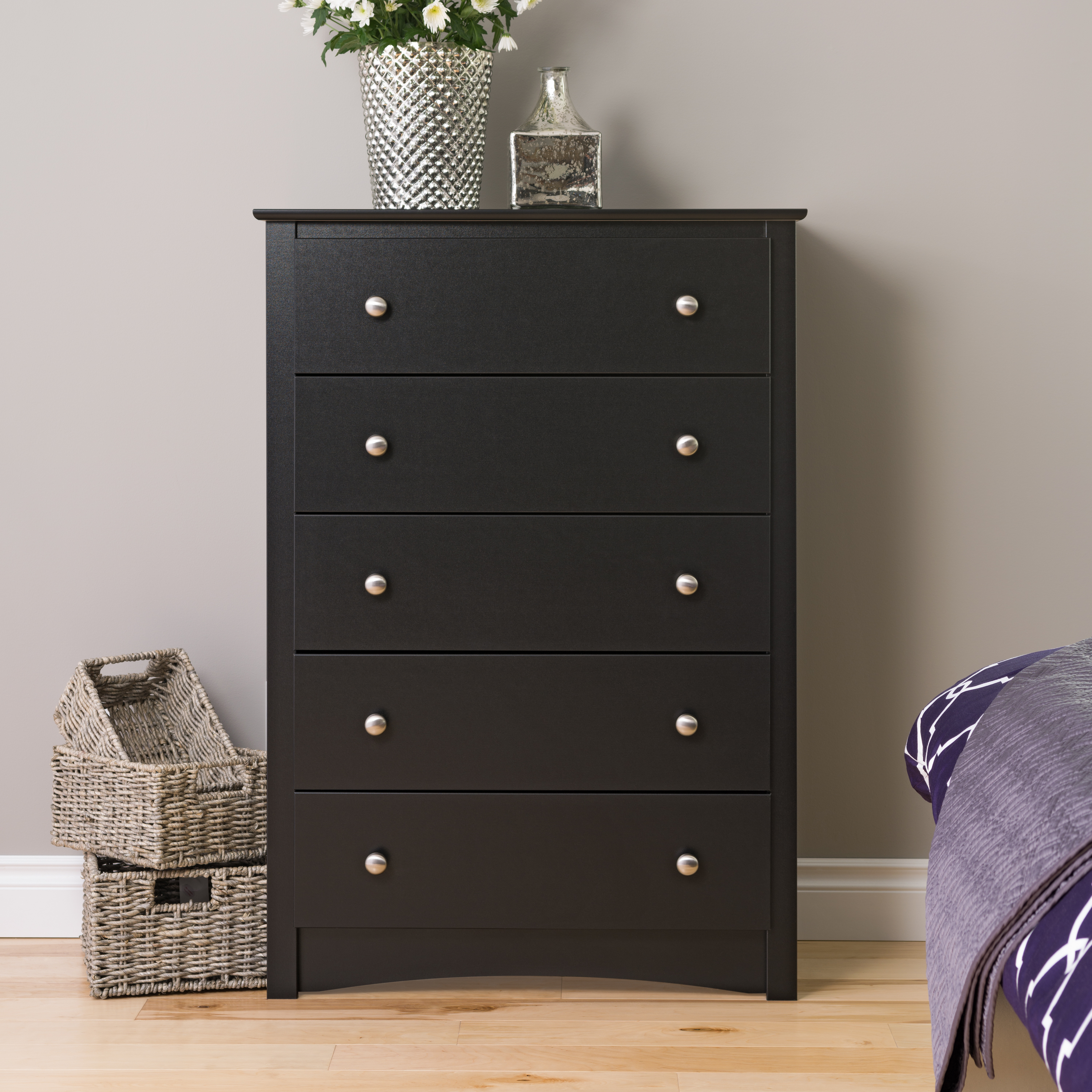 Prepac Black Sonoma 5 Drawer Chest
