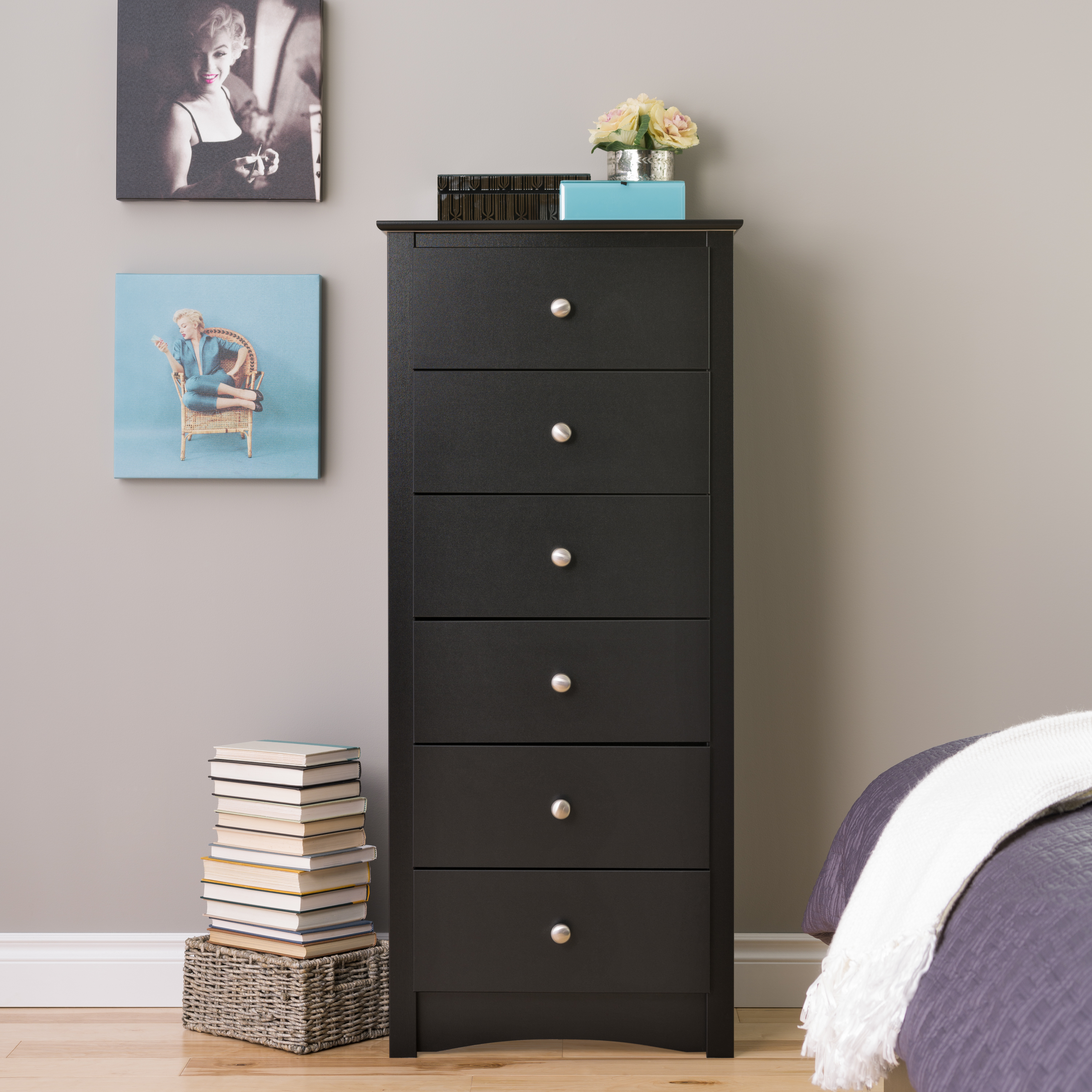 Prepac Black Sonoma Tall 6 Drawer Chest