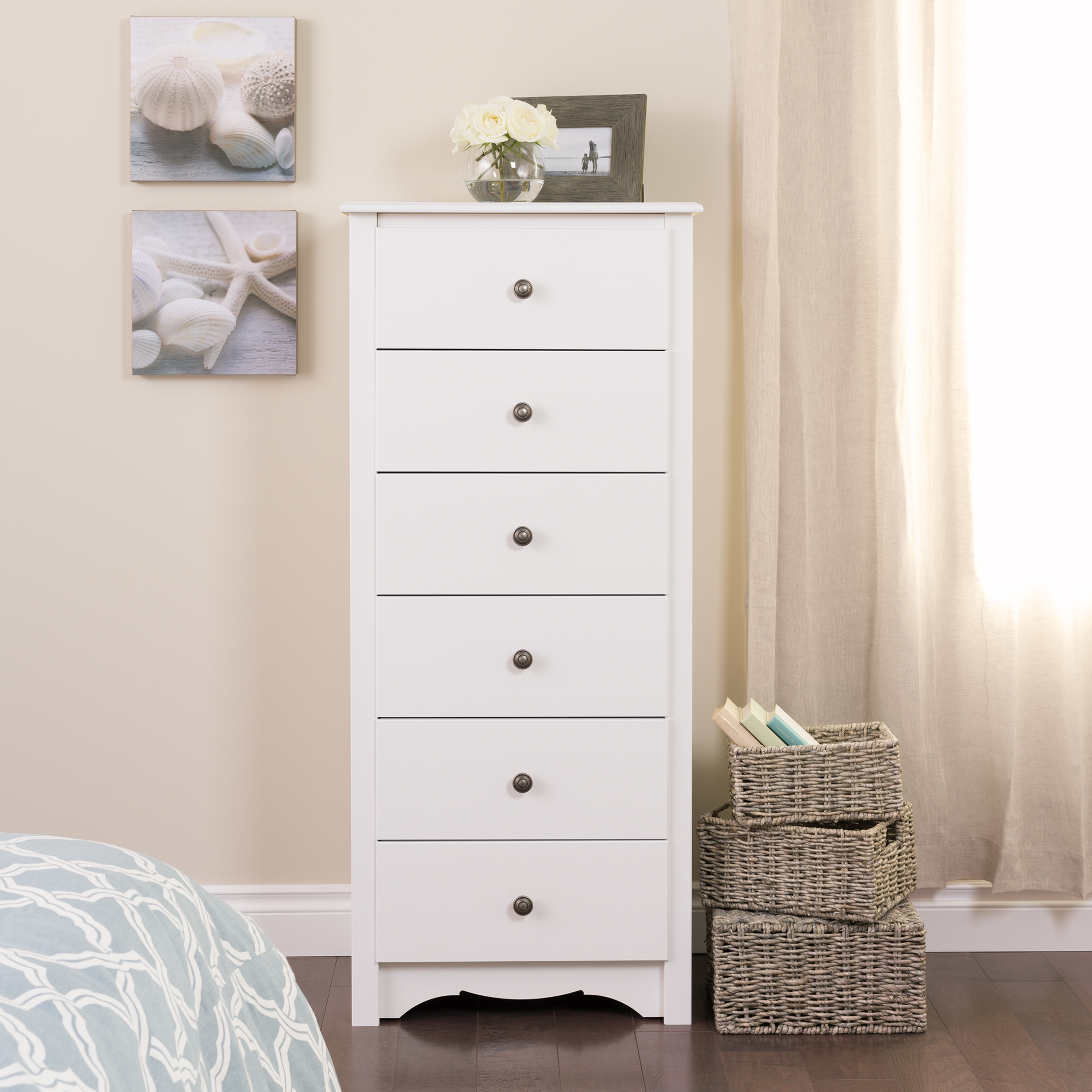 Prepac White Monterey Tall 6 Drawer Chest