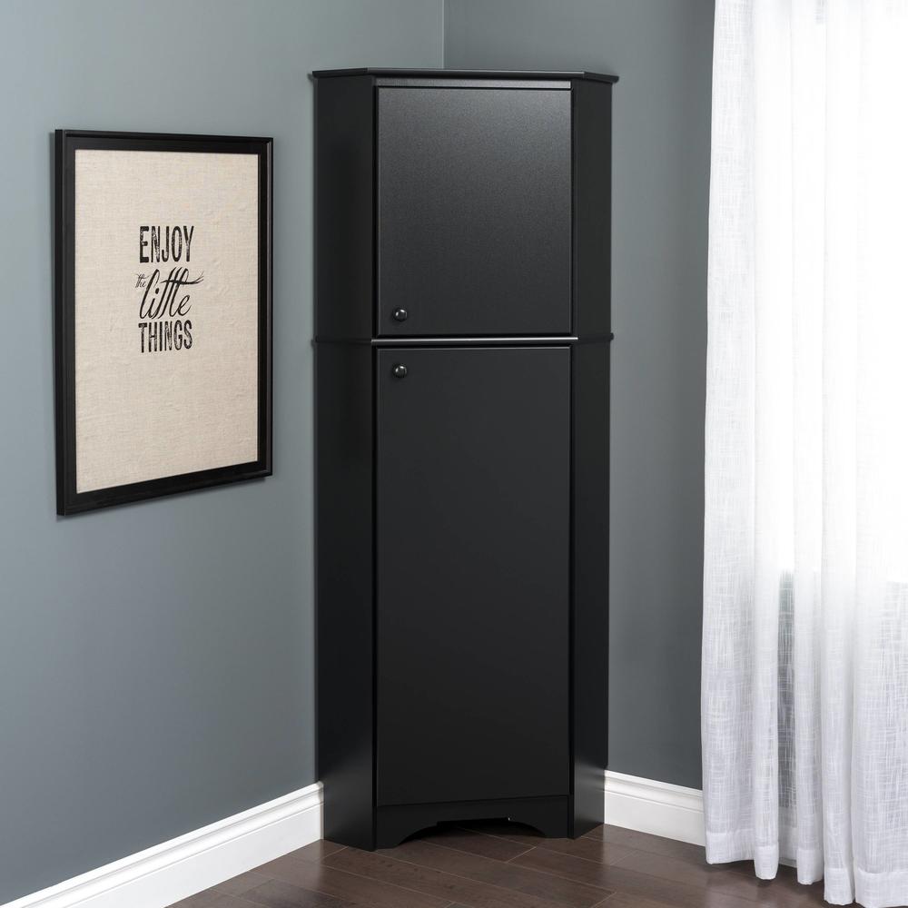 Prepac Elite Tall 2Door Corner Storage Black