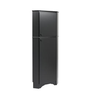 Prepac Elite Tall 2 Door Corner Storage Cabinet Black