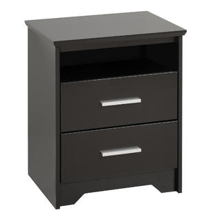 prepac nightstand coal drawer harbor tall shelf open zoom