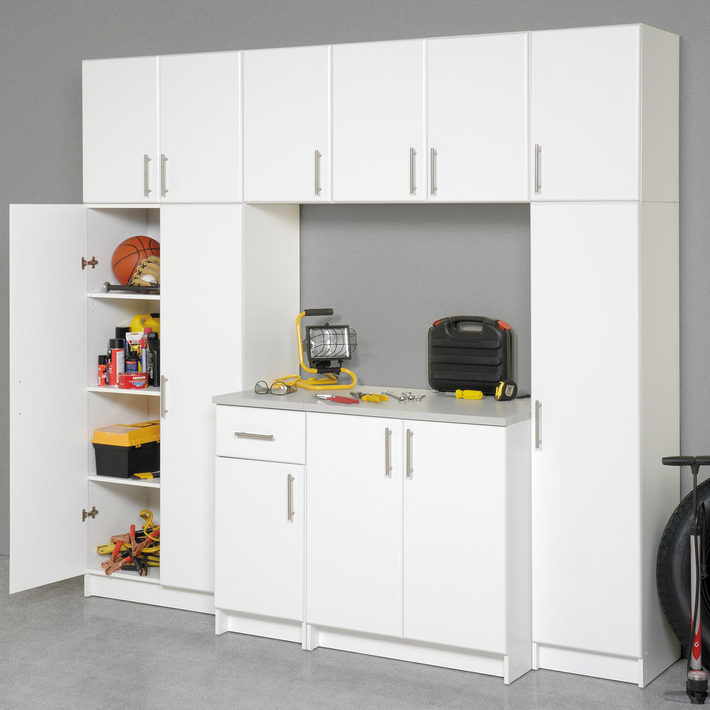 Prepac Elite White 32in. Topper & Wall Cabinet with 2 Doors