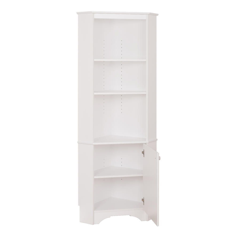 Prepac Elite White Tall 1-Door Corner Storage Cabinet