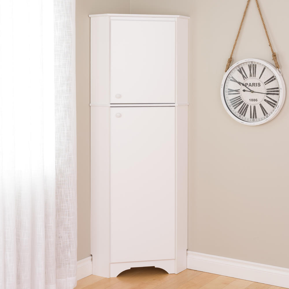 Prepac Elite White Tall 2-Door Corner Storage Cabinet