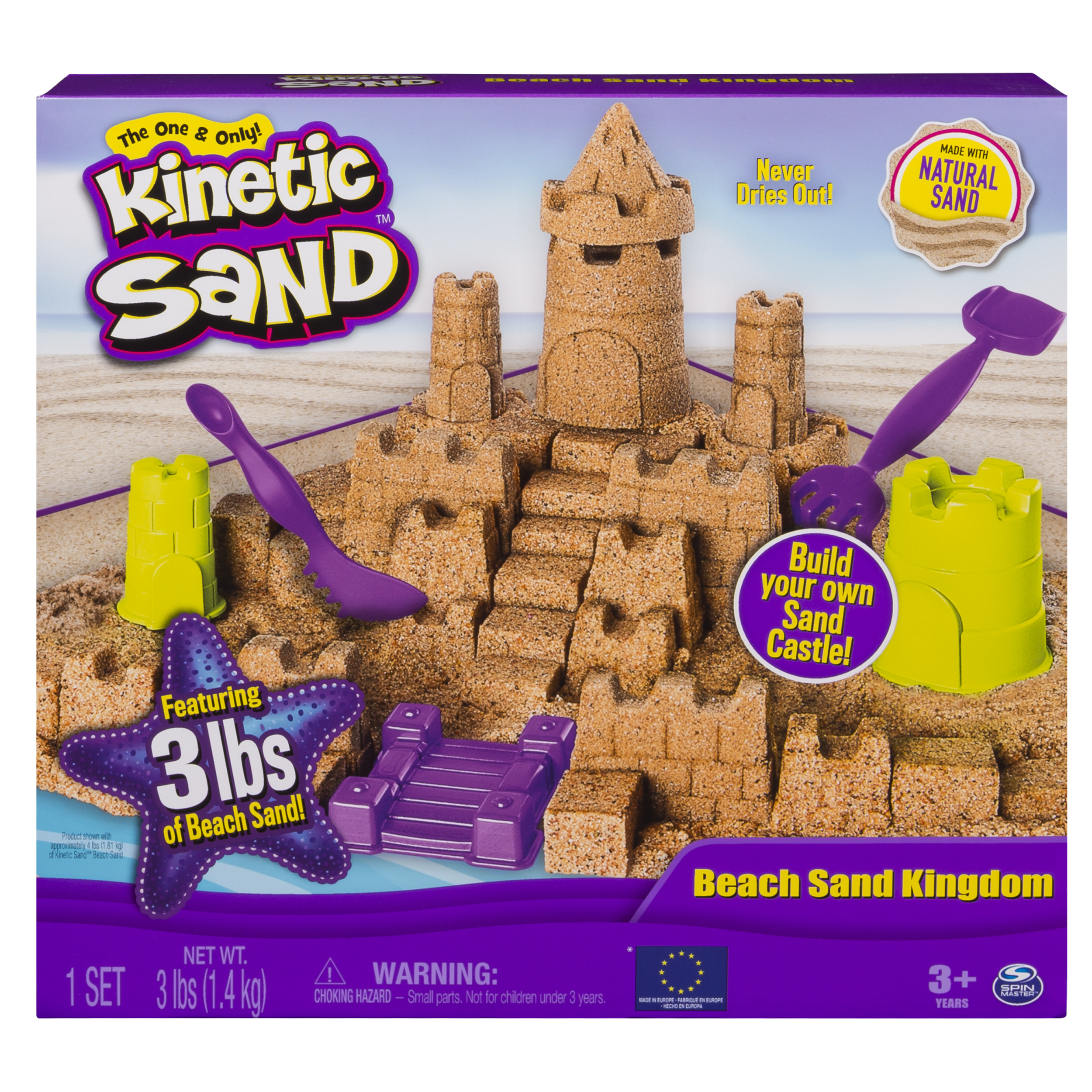 Spin Master Kinetic Sand Beach Sand Kingdom Playset with 3lbs of Beach Sand, for Ages 3 and Up