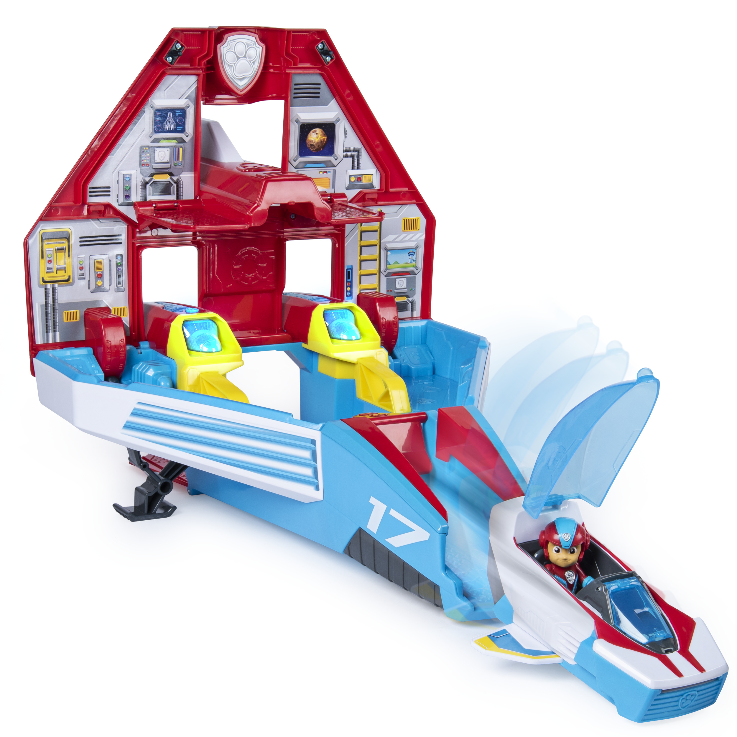 Paw Patrol , Super PAWs, 2-in-1 Transforming Mighty Pups Jet Command Center with Lights and Sounds